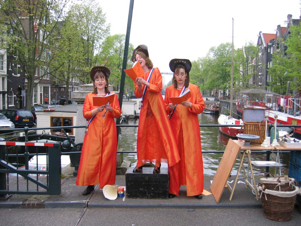 Performing with Triple Trix at Queen's day on the canals of Amsterdam Trio JKM in alias: Triple-Trix performing in Amsterdam